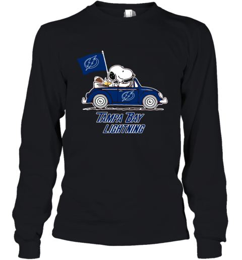 Snoopy And Woodstock Ride The Tampa Bay Lightnings Car irt0 snoopy and woodstock ride the tampa bay lightnings car youth long sleeve 50 front black