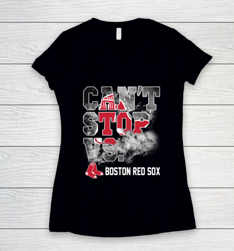MLB Boston Red Sox Baseball Can't Stop Vs Boston Red Sox Women's V-Neck T-Shirt
