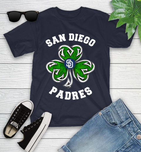 MLB San Diego Padres Three Leaf Clover St Patrick's Day Baseball Sports Youth T-Shirt 2