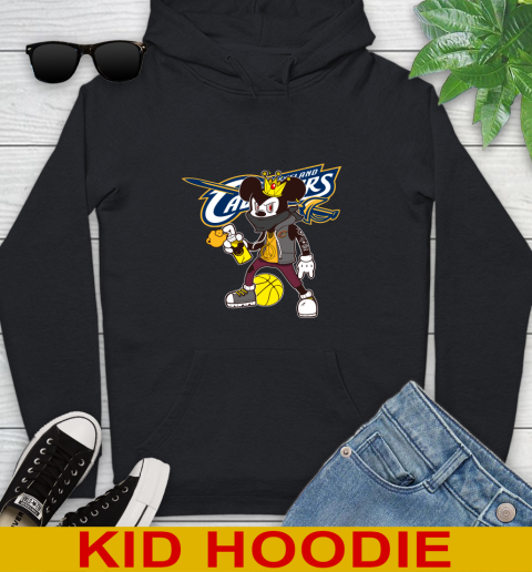 Cleveland Cavaliers NBA Basketball Mickey Peace Sign Sports Youth Hoodie 2