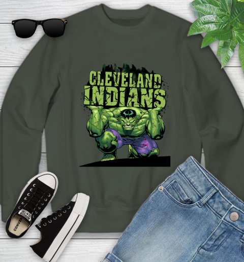 Cleveland Indians MLB Baseball Incredible Hulk Marvel Avengers Sports Youth Sweatshirt 10