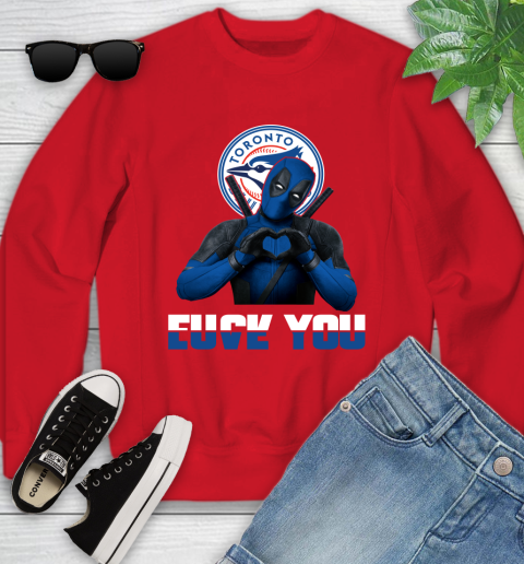 MLB Toronto Blue Jays Deadpool Love You Fuck You Baseball Sports Youth Sweatshirt 8