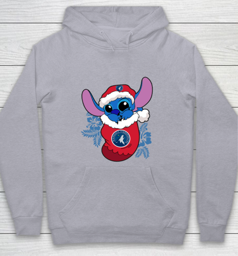 Minnesota Timberwolves Christmas Stitch In The Sock Funny Disney NBA Youth Hoodie 5