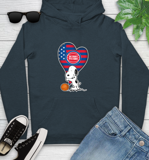 Detroit Pistons NBA Basketball The Peanuts Movie Adorable Snoopy Youth Hoodie 8