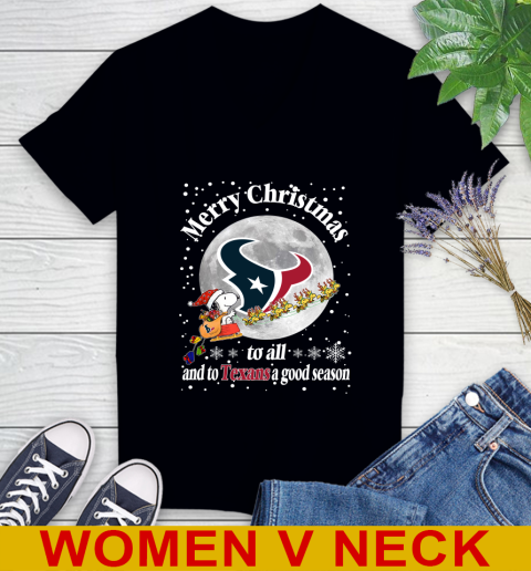 Houston Texans Merry Christmas To All And To Texans A Good Season NFL Football Sports Women's V-Neck T-Shirt