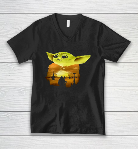 Star Wars Darth Vader And Baby Yoda V-Neck T-Shirt