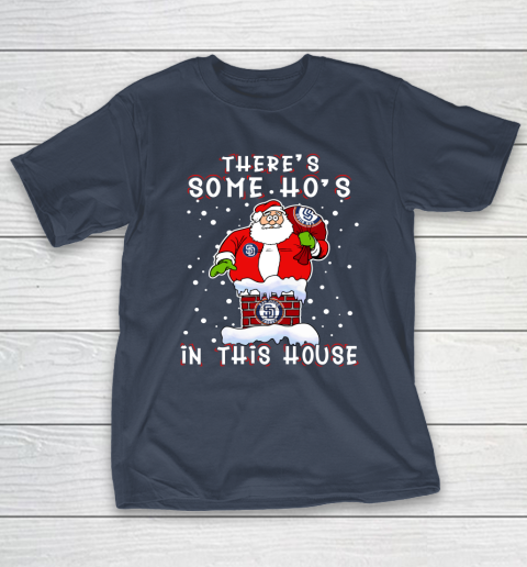 San Diego Padres Christmas There Is Some Hos In This House Santa Stuck In The Chimney MLB T-Shirt 3