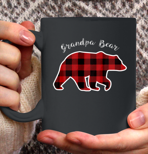 GRANDPA BEAR Men Red Plaid Christmas Pajama Family Gift Ceramic Mug 11oz