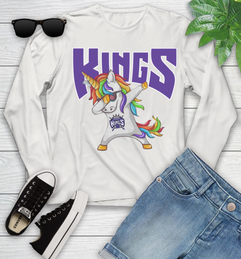 Sacramento Kings NBA Basketball Funny Unicorn Dabbing Sports Youth Long Sleeve 12
