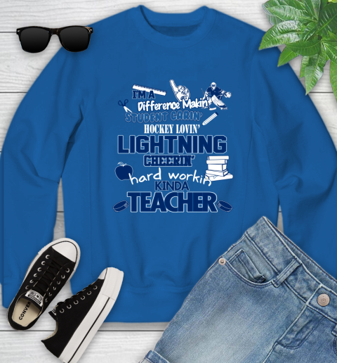 Tampa Bay Lightning NHL I'm A Difference Making Student Caring Hockey Loving Kinda Teacher Youth Sweatshirt 7