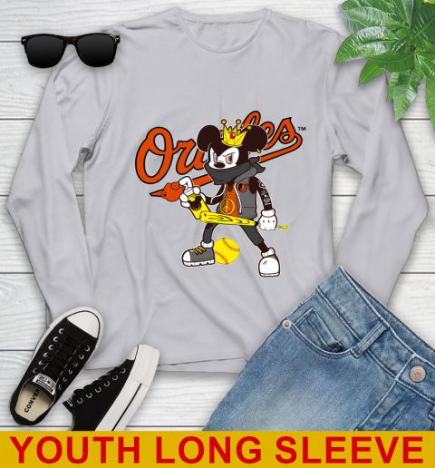 Baltimore Orioles MLB Baseball Mickey Peace Sign Sports Youth Long Sleeve 6