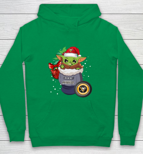 Pittsburgh Penguins Christmas Baby Yoda Star Wars Funny Happy NHL Youth Hoodie 6
