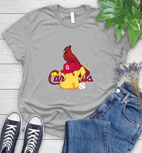 MLB Pikachu Baseball Sports St.Louis Cardinals Women's T-Shirt 5
