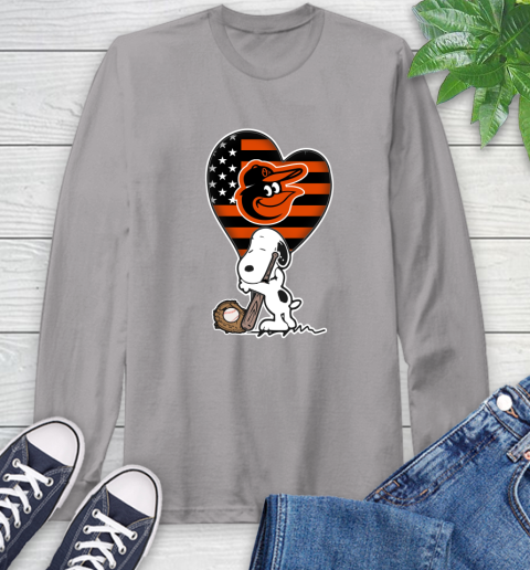 Baltimore Orioles MLB Baseball The Peanuts Movie Adorable Snoopy Long Sleeve T-Shirt 6