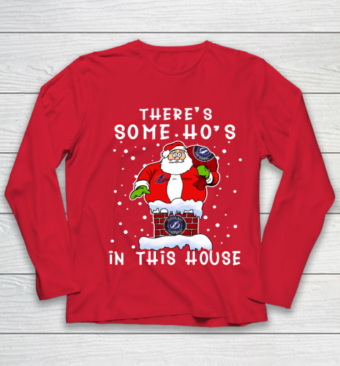 Tampa Bay Lightning Christmas There Is Some Hos In This House Santa Stuck In The Chimney NHL Youth Long Sleeve 8