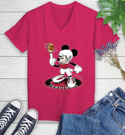 NFL Football Arizona Cardinals Cheerful Mickey Disney Shirt fish pond Women's V-Neck T-Shirt 8