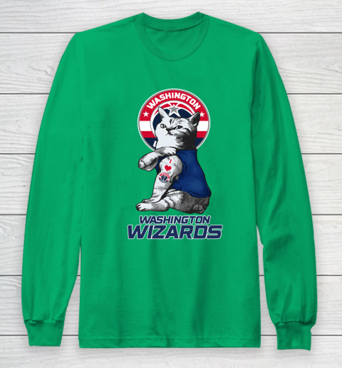 NBA Basketball My Cat Loves Washington Wizards Long Sleeve T-Shirt - Image 5