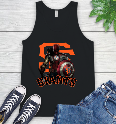 MLB Captain America Thor Spider Man Hawkeye Avengers Endgame Baseball San Francisco Giants Tank Top 2