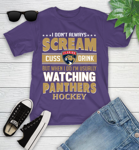 Florida Panthers NHL Hockey I Scream Cuss Drink When I'm Watching My Team Youth T-Shirt 3