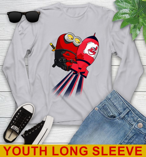 MLB Baseball Cleveland Indians Deadpool Minion Marvel Shirt Youth Long Sleeve 5