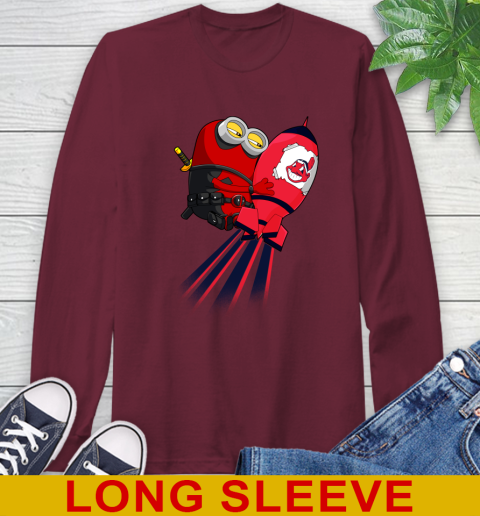 MLB Baseball Cleveland Indians Deadpool Minion Marvel Shirt Long Sleeve T-Shirt 7