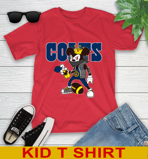 Indianapolis Colts NFL Football Mickey Peace Sign Sports Youth T-Shirt 10