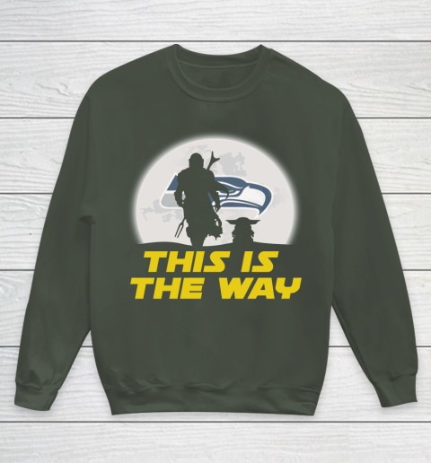Seattle Seahawks NFL Football Star Wars Yoda And Mandalorian This Is The Way Youth Sweatshirt 8
