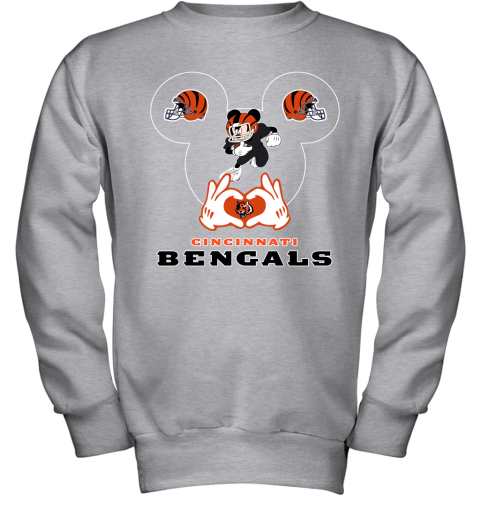 I Love The Bengals Mickey Mouse Cincinnati Bengals Youth Sweatshirt 