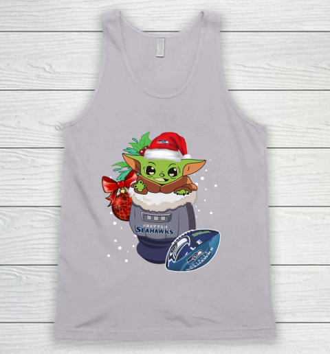 Seattle Seahawks Christmas Baby Yoda Star Wars Funny Happy NFL Tank Top 4