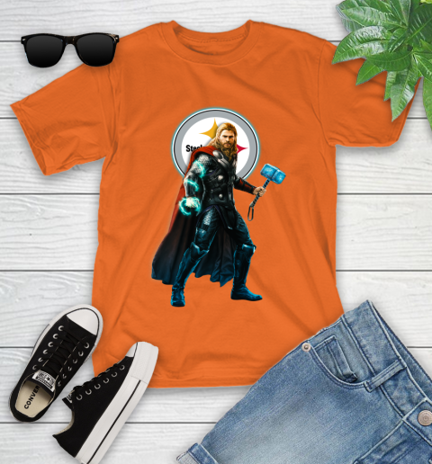 NFL Thor Avengers Endgame Football Pittsburgh Steelers Youth T-Shirt 7