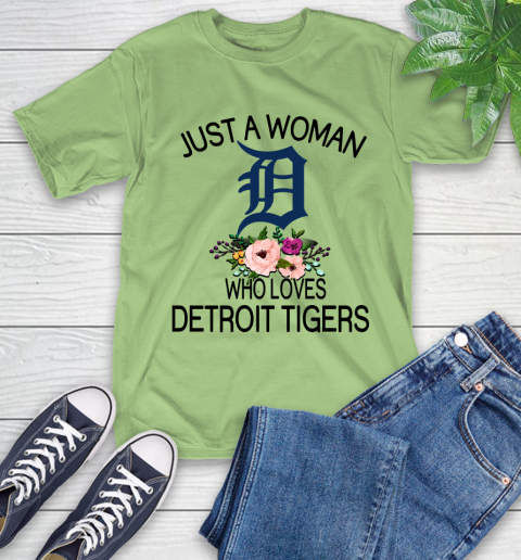 MLB Just A Woman Who Loves Detroit Tigers Baseball Sports T-Shirt 9