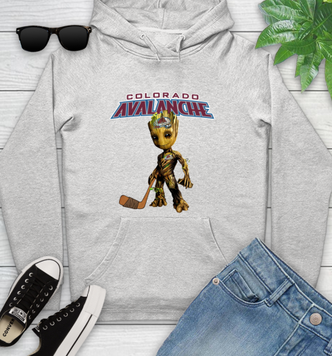 Colorado Avalanche NHL Hockey Groot Marvel Guardians Of The Galaxy Youth Hoodie
