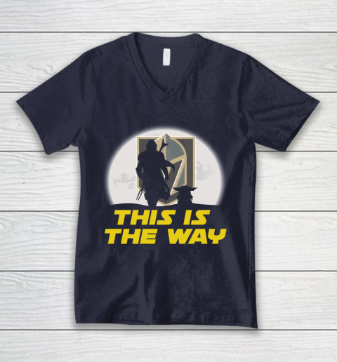 Vegas Golden Knights NHL Ice Hockey Star Wars Yoda And Mandalorian This Is The Way V-Neck T-Shirt 2