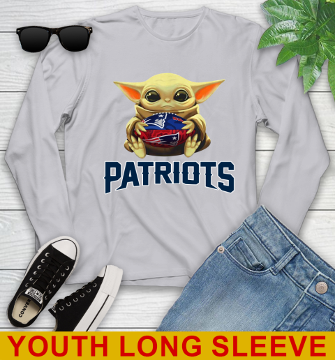 NFL Football New England Patriots Baby Yoda Star Wars Shirt Youth Long Sleeve 6