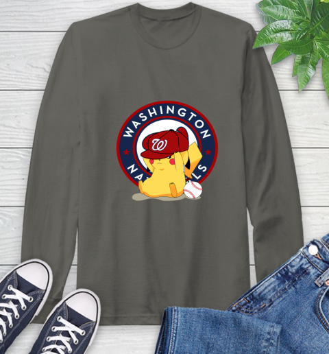 MLB Pikachu Baseball Sports Washington Nationals Long Sleeve T-Shirt 8