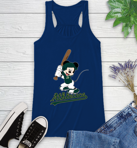MLB Baseball Oakland Athletics Cheerful Mickey Mouse Shirt Racerback Tank 8