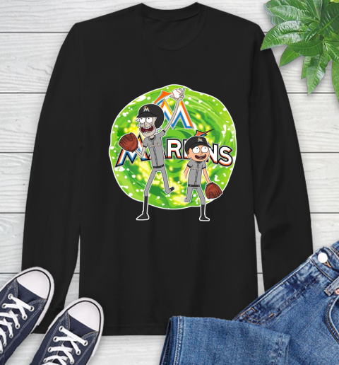 MLB Miami Marlins Rick And Morty Baseball Sports Long Sleeve T-Shirt 2
