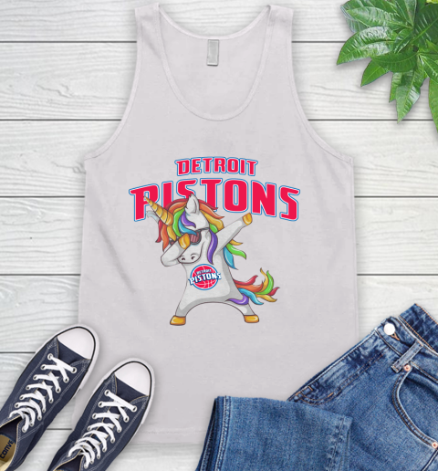 Detroit Pistons NBA Basketball Funny Unicorn Dabbing Sports Tank Top