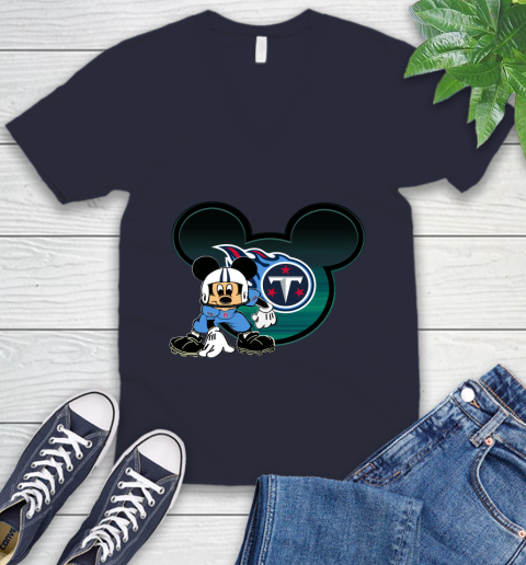 NFL Tennessee Titans Mickey Mouse Disney Football T Shirt V-Neck T-Shirt 3