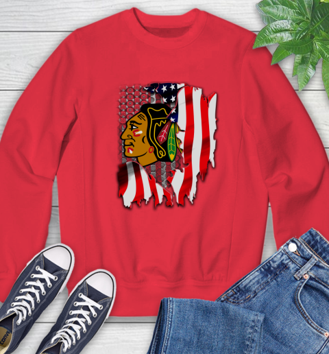 Chicago Blackhawks NHL Hockey American Flag Sweatshirt 10