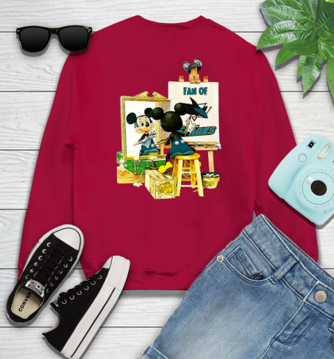 NHL Hockey San Jose Sharks Mickey Drawing Shirt 32