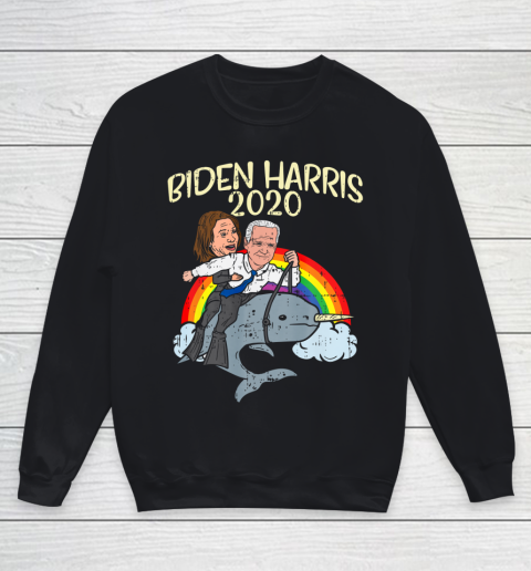 Biden Harris 2020 Narwhale Rainbow Funny Joe Kamala Democrat Youth Sweatshirt