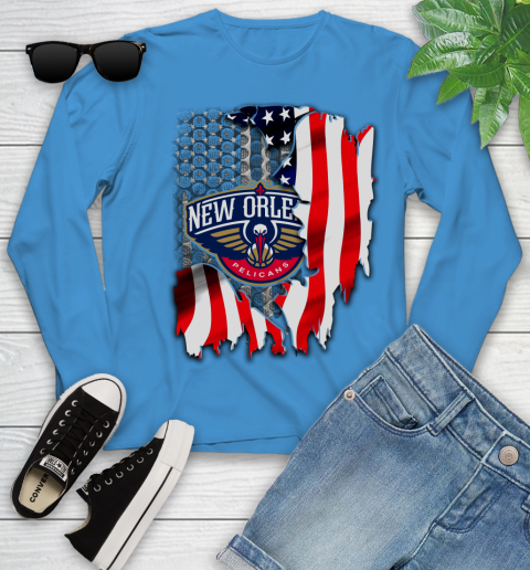 New Orleans Pelicans NBA Basketball American Flag Youth Long Sleeve 8