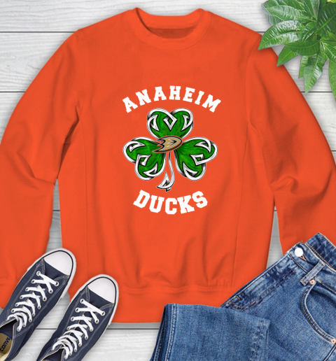 NHL Anaheim Ducks Three Leaf Clover St Patrick's Day Hockey Sports Sweatshirt 3