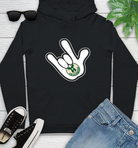Milwaukee Bucks NBA Basketball Mickey Rock Hand Disney Youth Hoodie 2