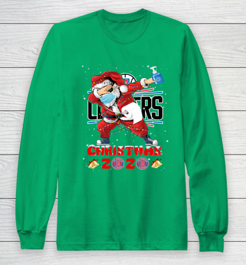 LA Clippers Funny Santa Claus Dabbing Christmas 2020 NBA Long Sleeve T-Shirt 4