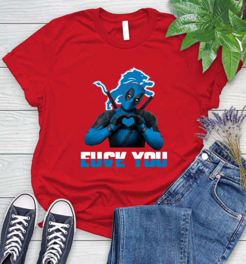 NHL Detroit Lions Deadpool Love You Fuck You Football Sports Women's T-Shirt 13