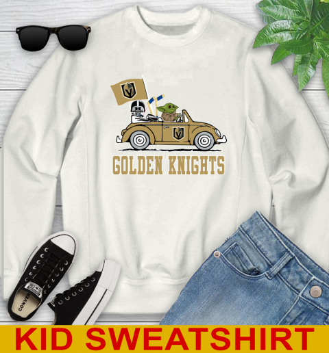 NHL Hockey Vegas Golden Knights Darth Vader Baby Yoda Driving Star Wars Shirt Youth Sweatshirt