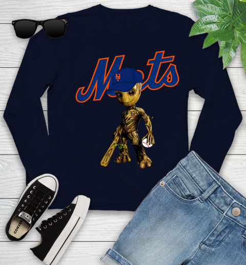 MLB New York Mets Groot Guardians Of The Galaxy Baseball Youth Long Sleeve 3