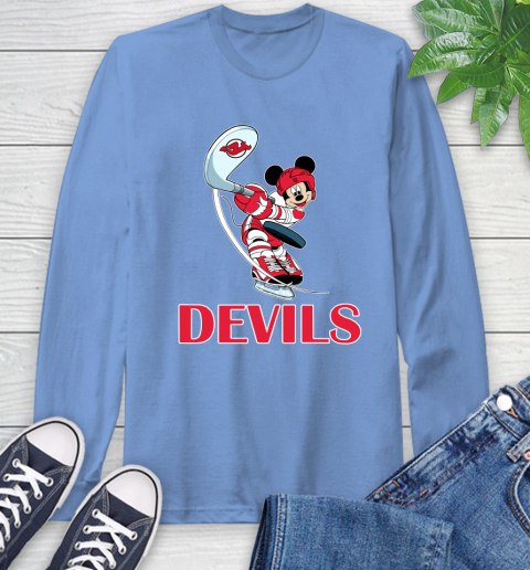 NHL Hockey New Jersey Devils Cheerful Mickey Mouse Shirt Long Sleeve T-Shirt 12